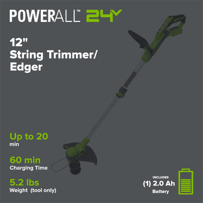 Greenworks ST24B217 Cordless Trimmer Kit 30.5cm 24V