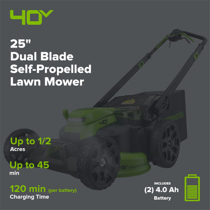 Greenworks MO40L515 Cordless Mower Kit 63.5cm 40V 4.0Ah