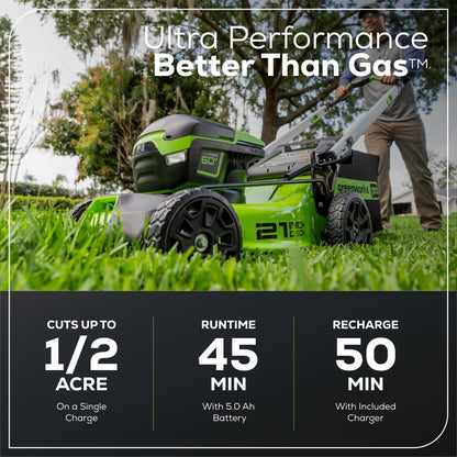 Greenworks MO60L516 Cordless Mower Kit 53.3cm 60V 5.0Ah